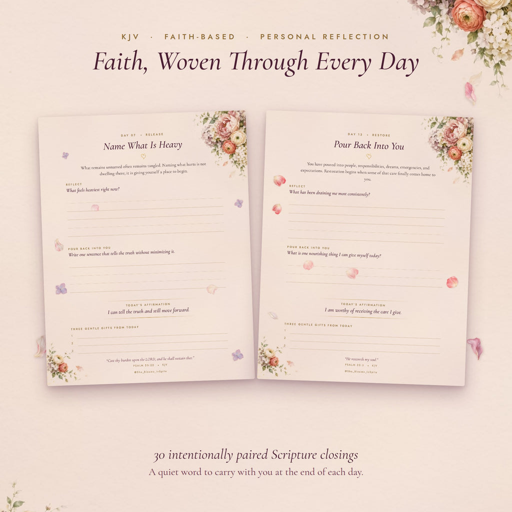 Sample journal pages with KJV Scripture paired with each day
