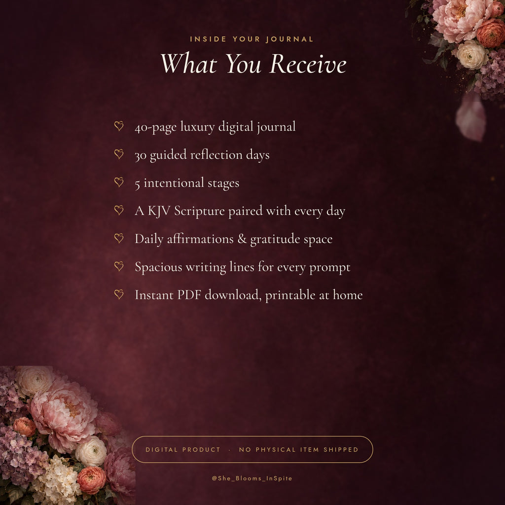 What you receive: 40-page luxury digital journal with 30 guided days