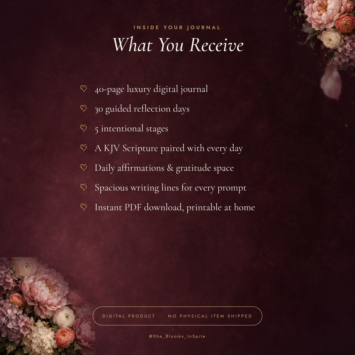 What you receive: 40-page luxury digital journal with 30 guided days
